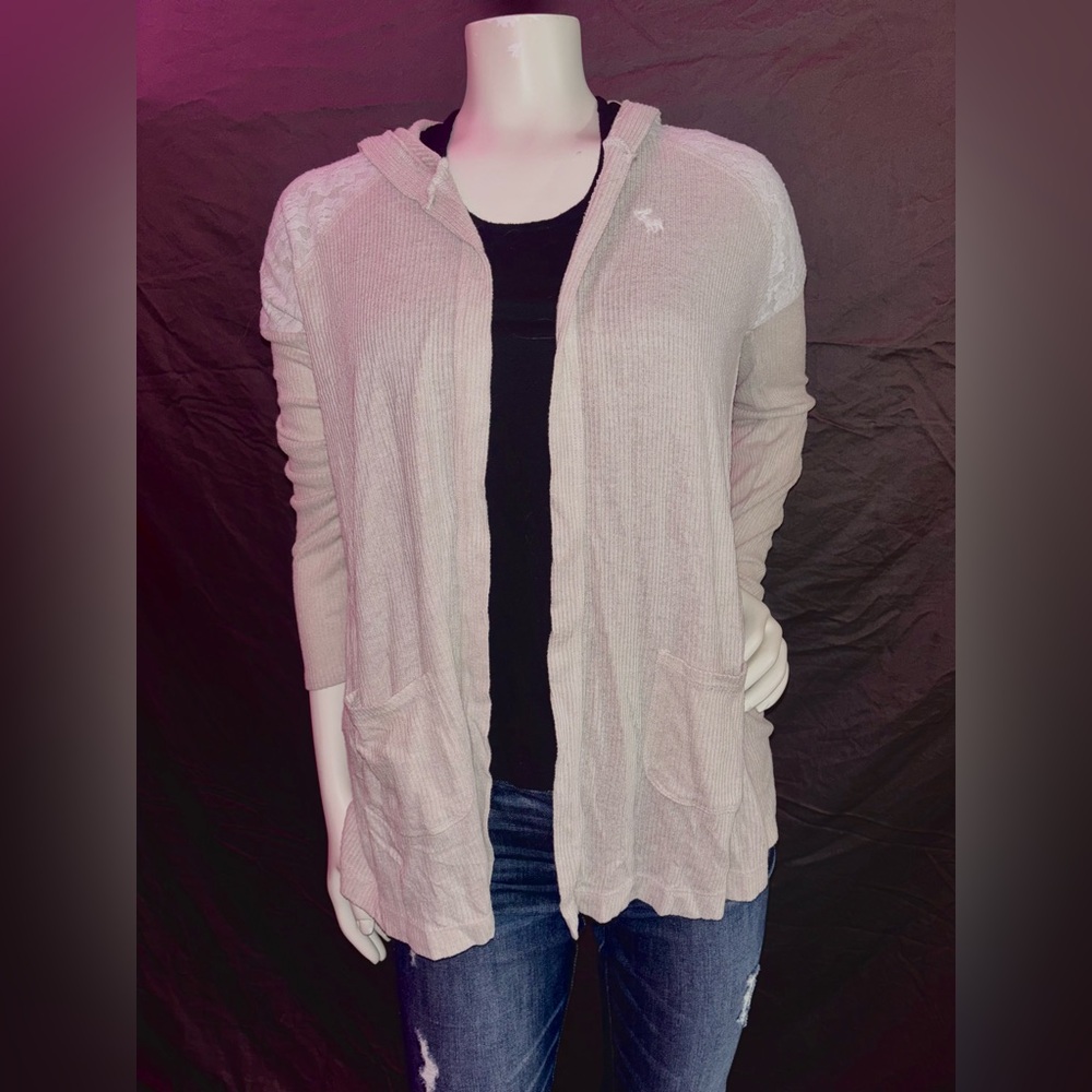 ✨ Abercrombie Kids Lace Shoulder Hooded Cardigan | Size 15/16 | 🧥